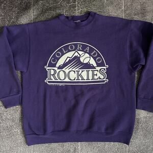 Men's Vintage 90's Trench Colorado Rockies Purple Gray Crewneck Sweatshirt Sz L